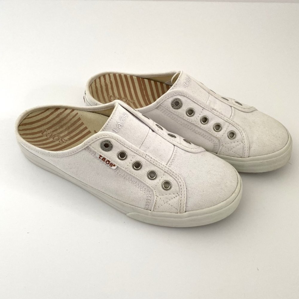 Taos EZ Soul White Canvas Slip-On Mule Sneaker
